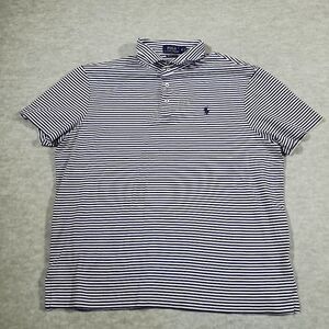 Polo Ralph Lauren Shirt Mens XL White Blue Striped Pima Cotton Performance